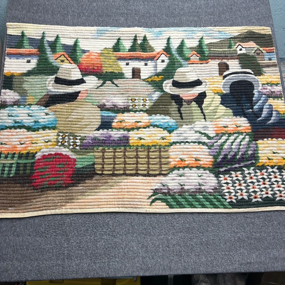 Vintage Peruvian Wool Tapestry Hand Woven Art Wall Hanging Decor